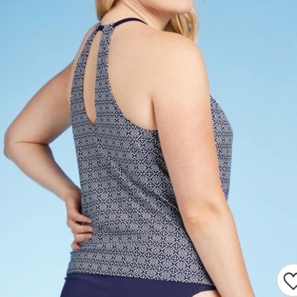Kona Sol Racerback w/ Keyhole Blue Tankini Top - Picture 4 of 9